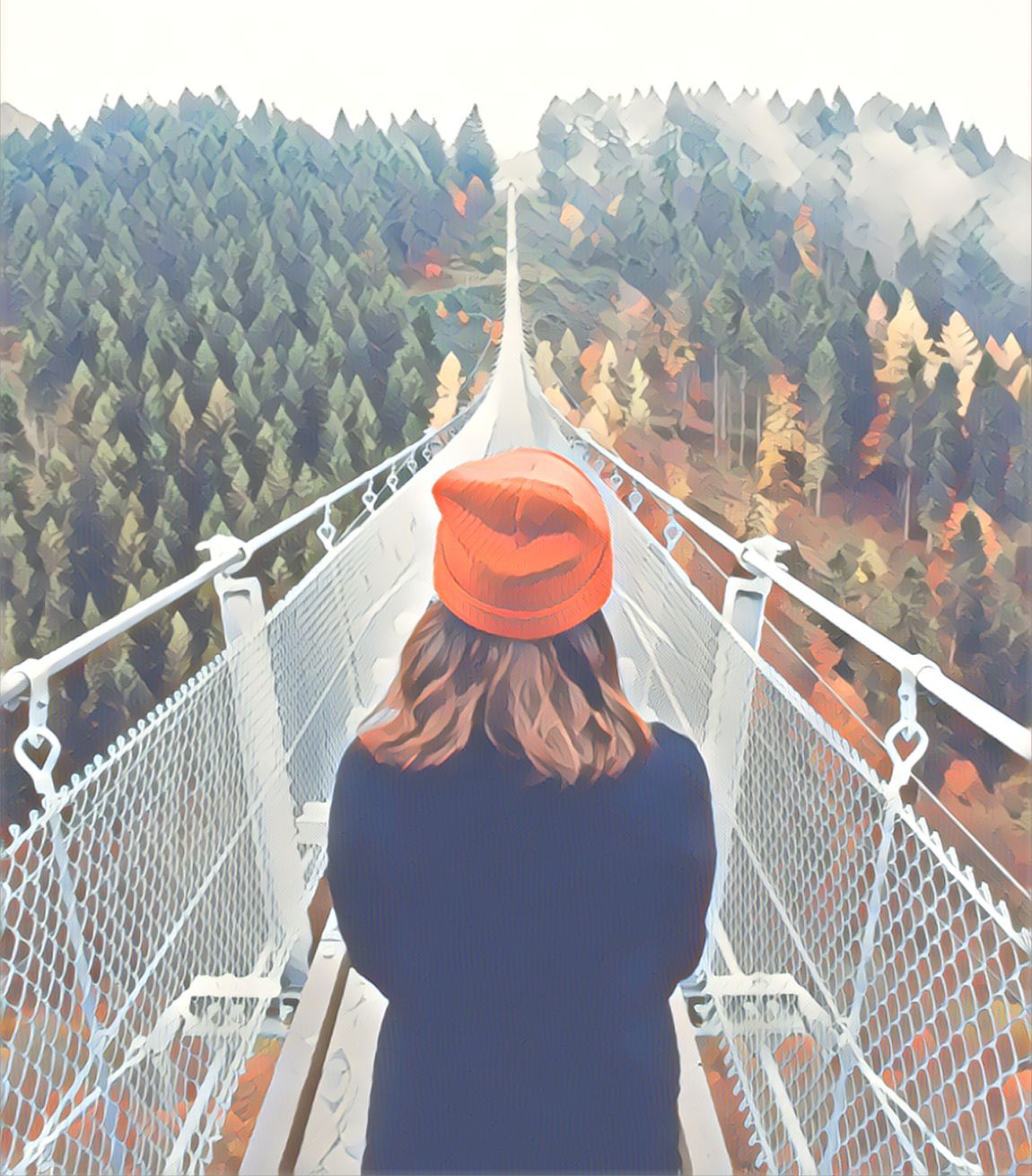 woman walking on a straight clear path